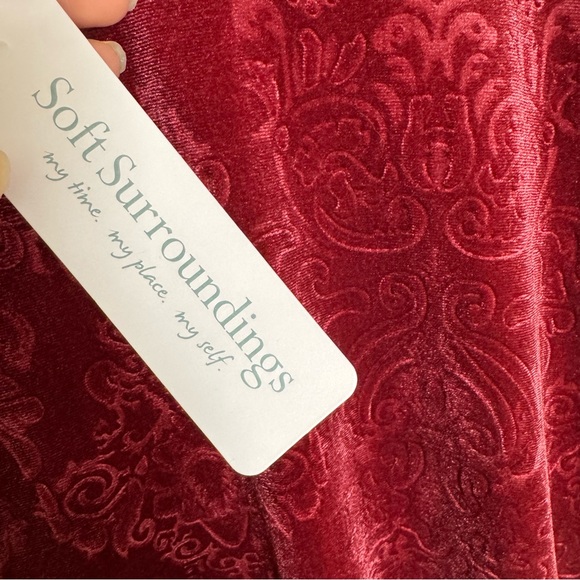 Soft Surroundings velvet ‎ Rich Red Long Sleeve Dress NWT Holiday Fall Ready - Picture 7 of 12